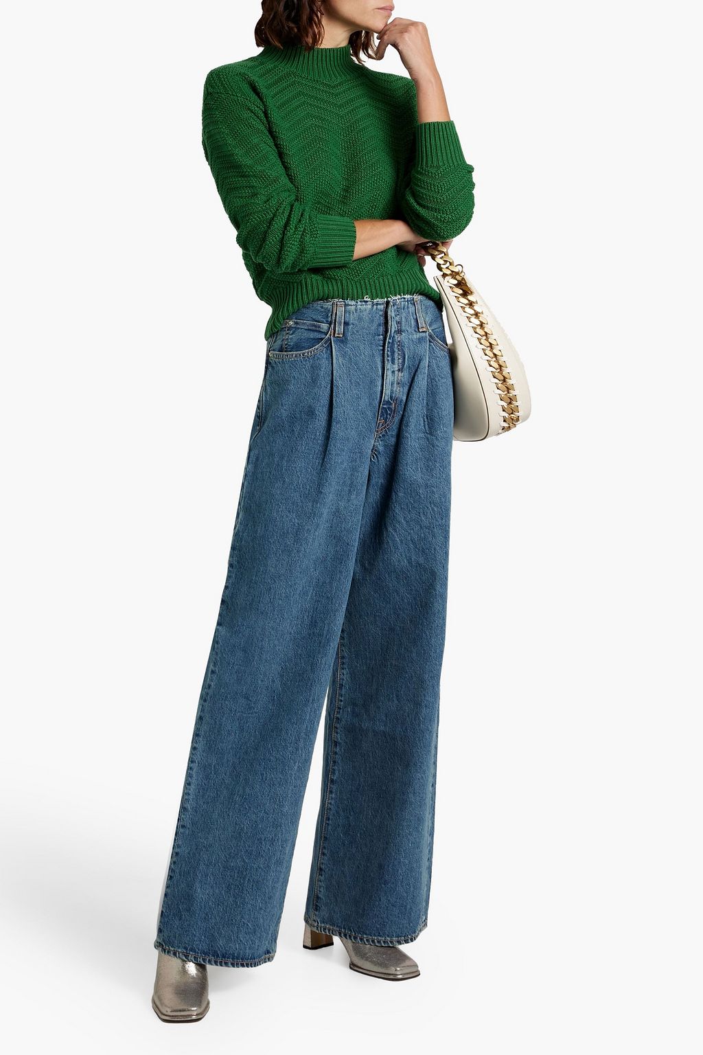 SLVRLAKE Taylor frayed high-rise wide-leg  jeans