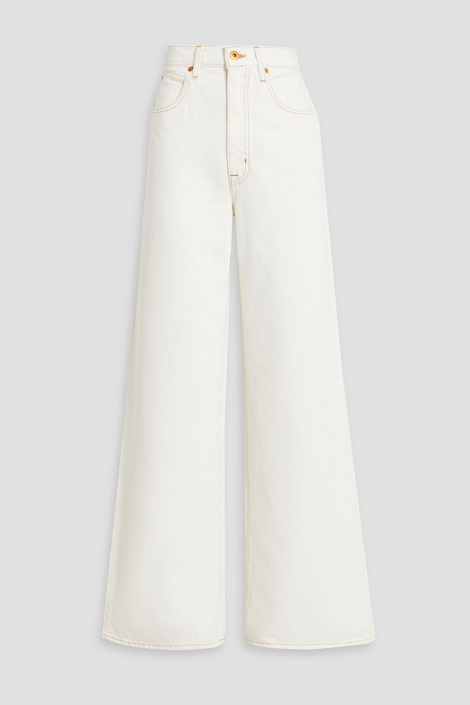 Slvrlake Grace Frayed High-rise Flared Jeans In Cream