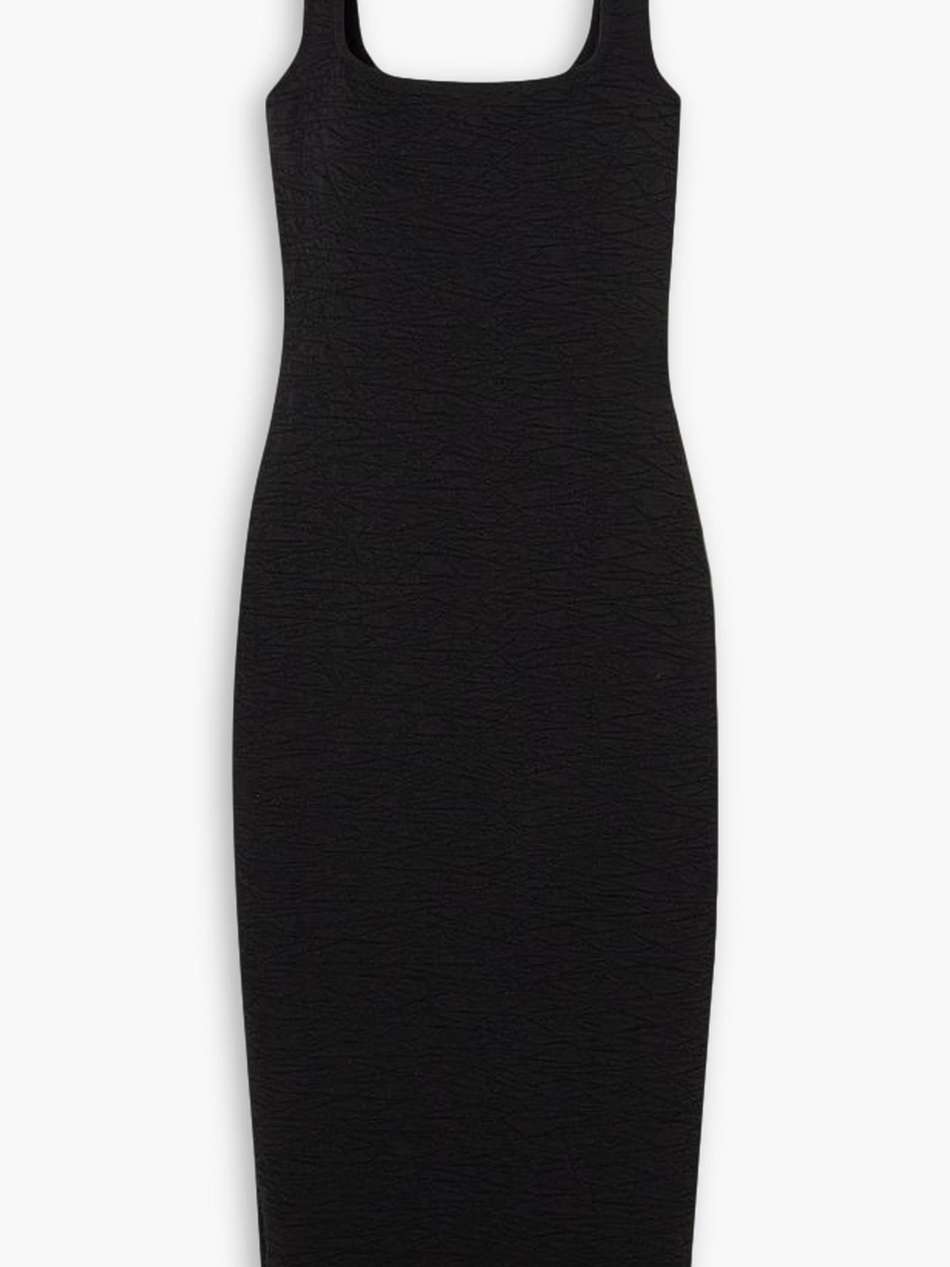 scrunchie cloqué midi dress