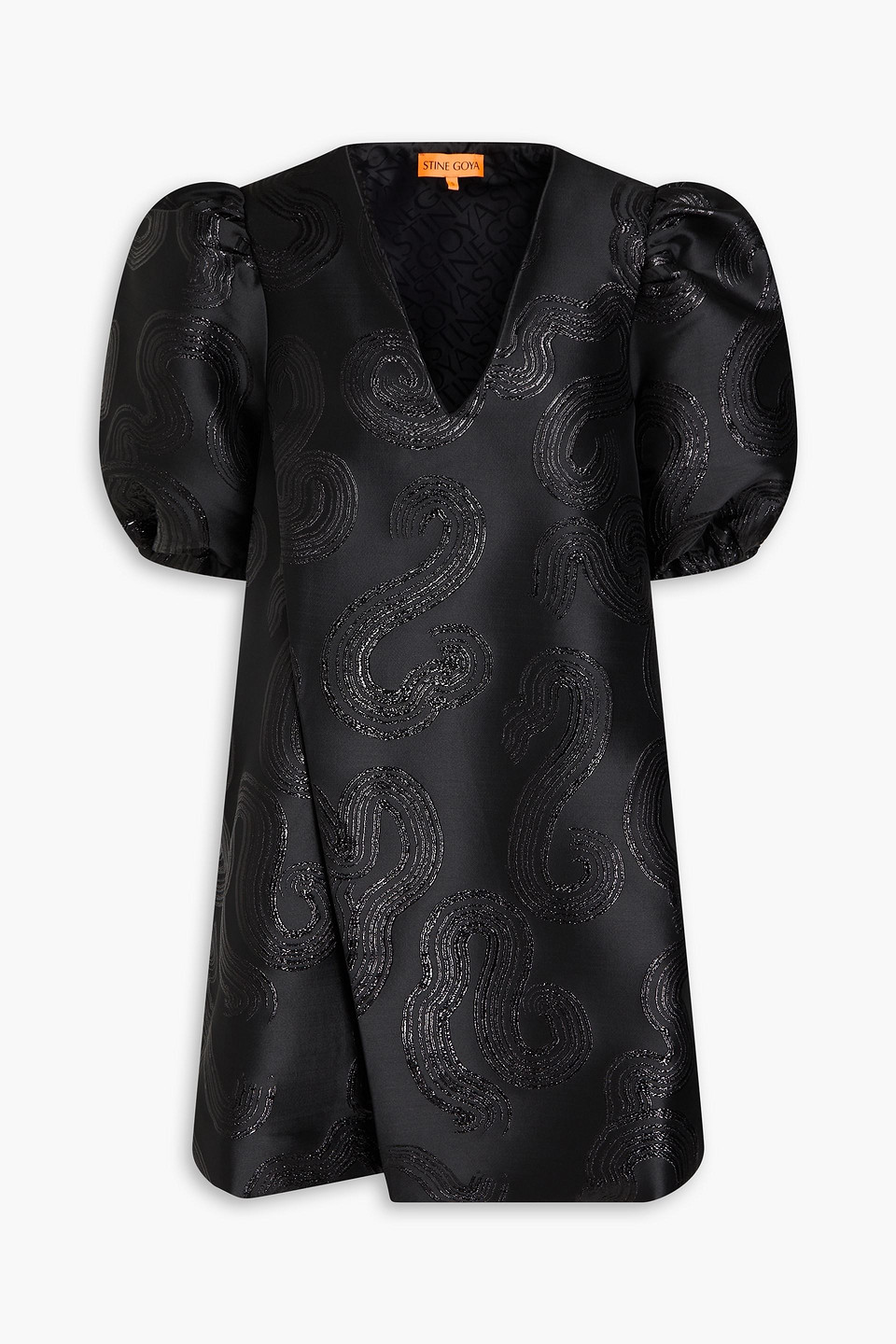 Stine Goya Womens Swirl Brethel Metallic-swirl Recycled Polyester-blend Mini Dress In Black