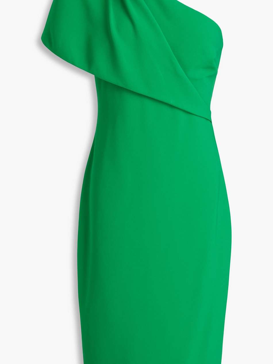 one-shoulder draped crepe dress