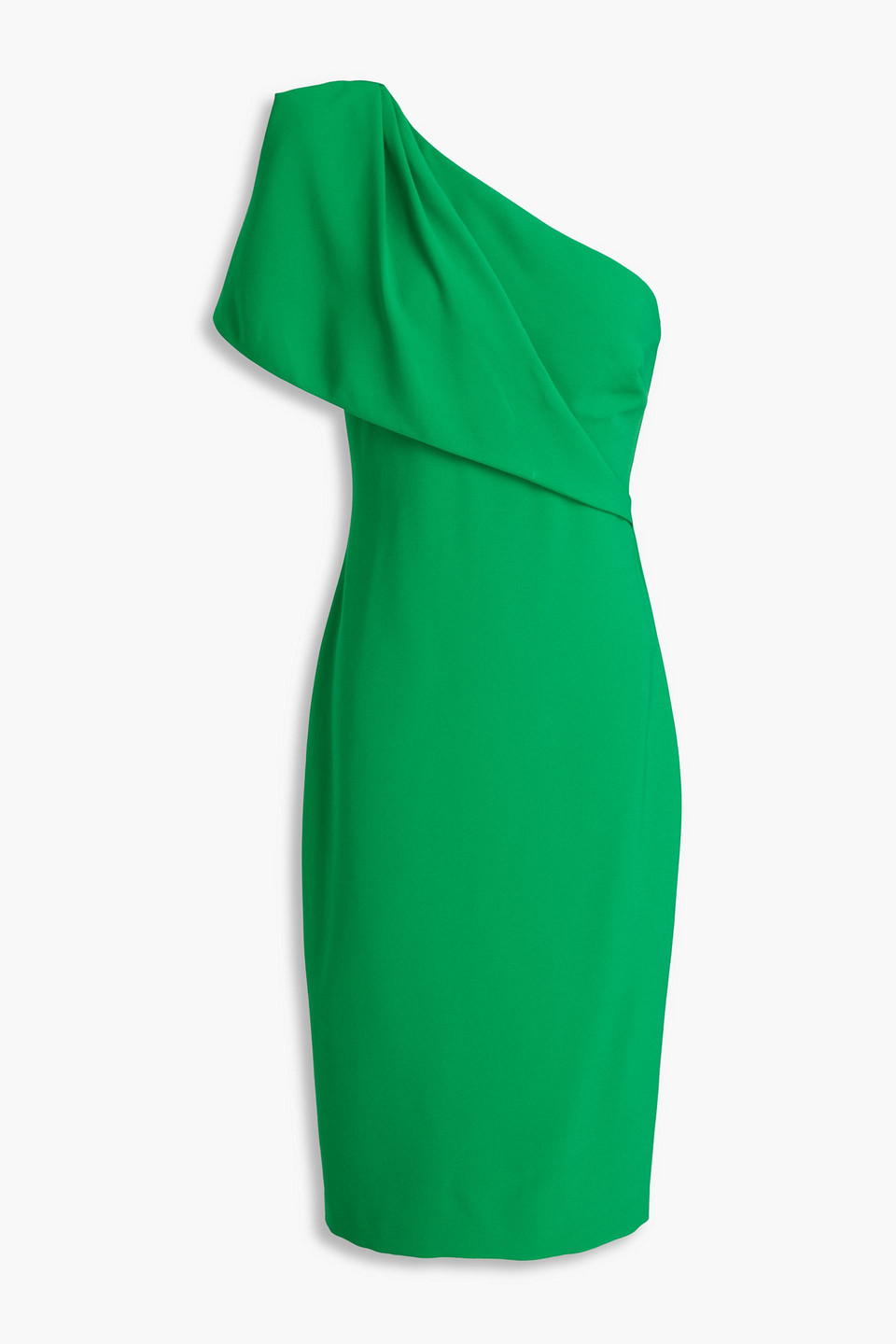 Badgley Mischka One-shoulder Draped Crepe Dress In Green