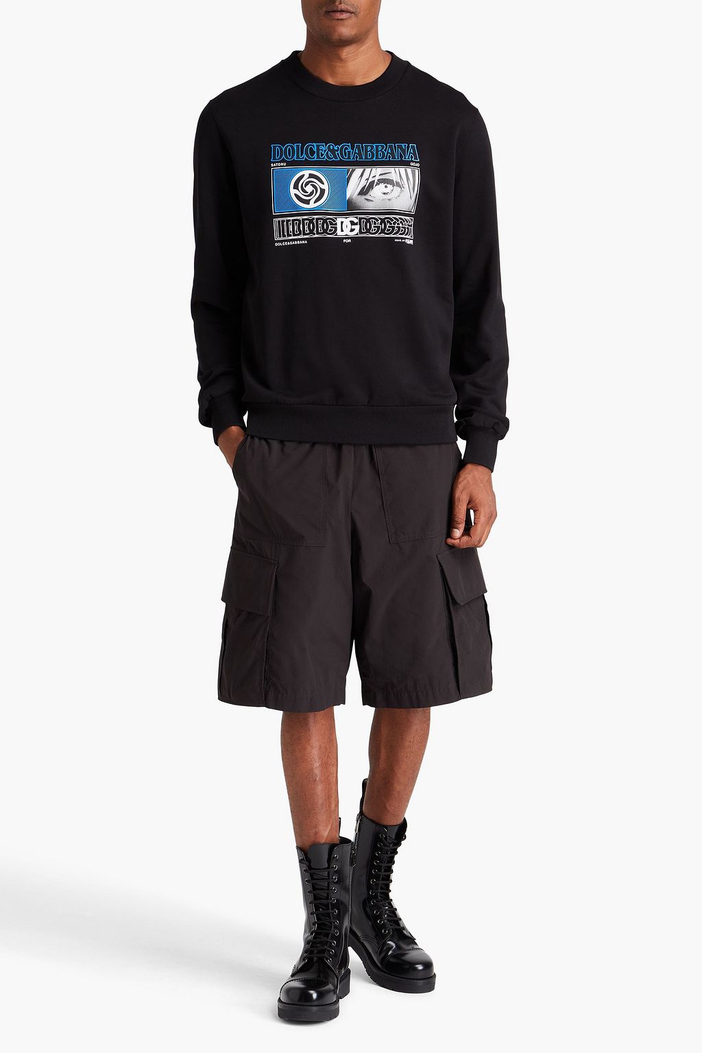 DOLCE&GABBANA Printed French cotton-terry sweatshirt