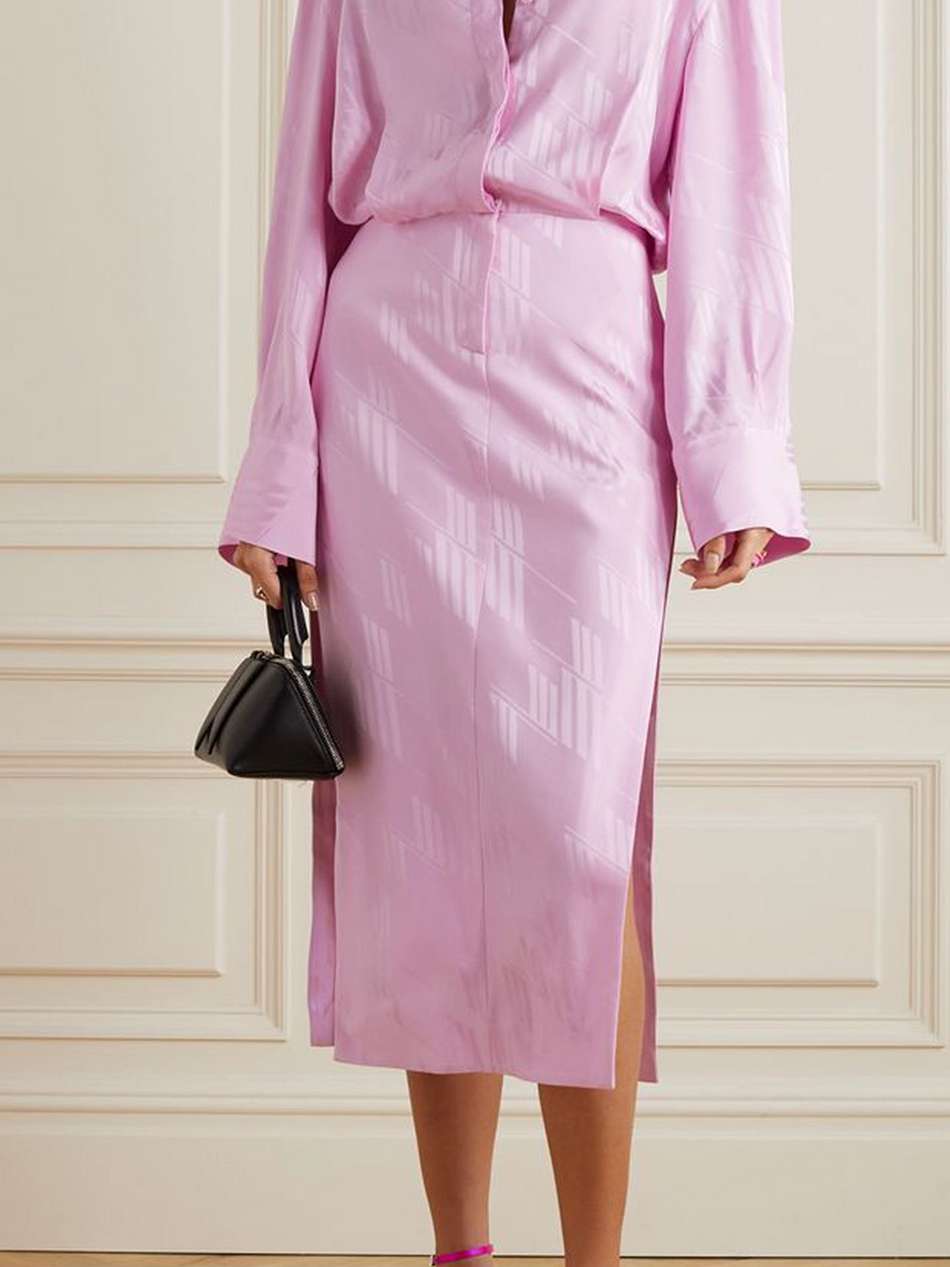 charla satin-jacquard midi dress