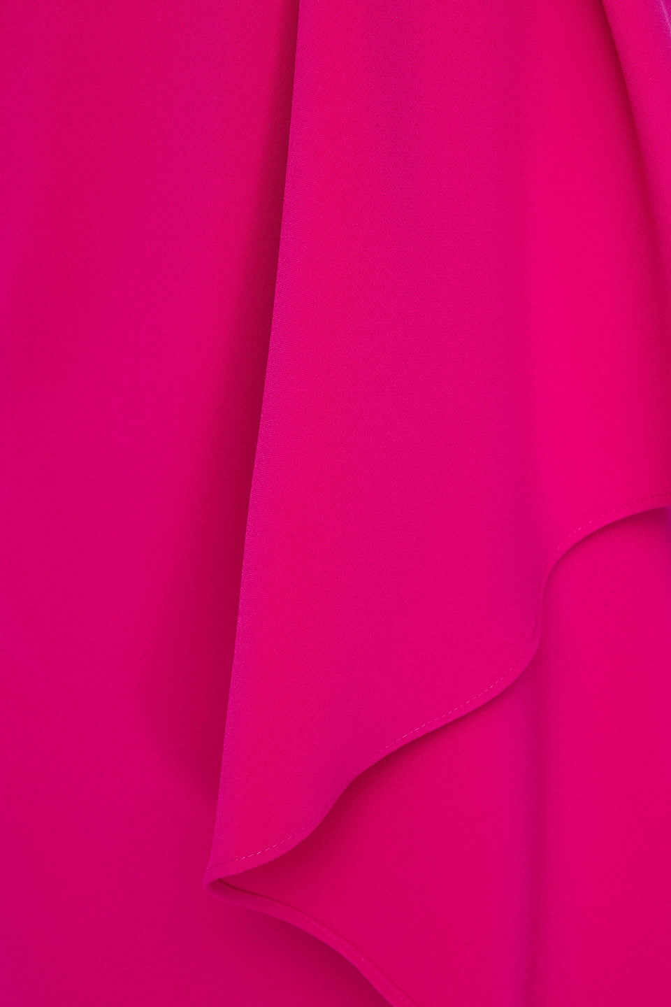 Badgley Mischka One-shoulder Draped Crepe Midi Dress In Fuchsia