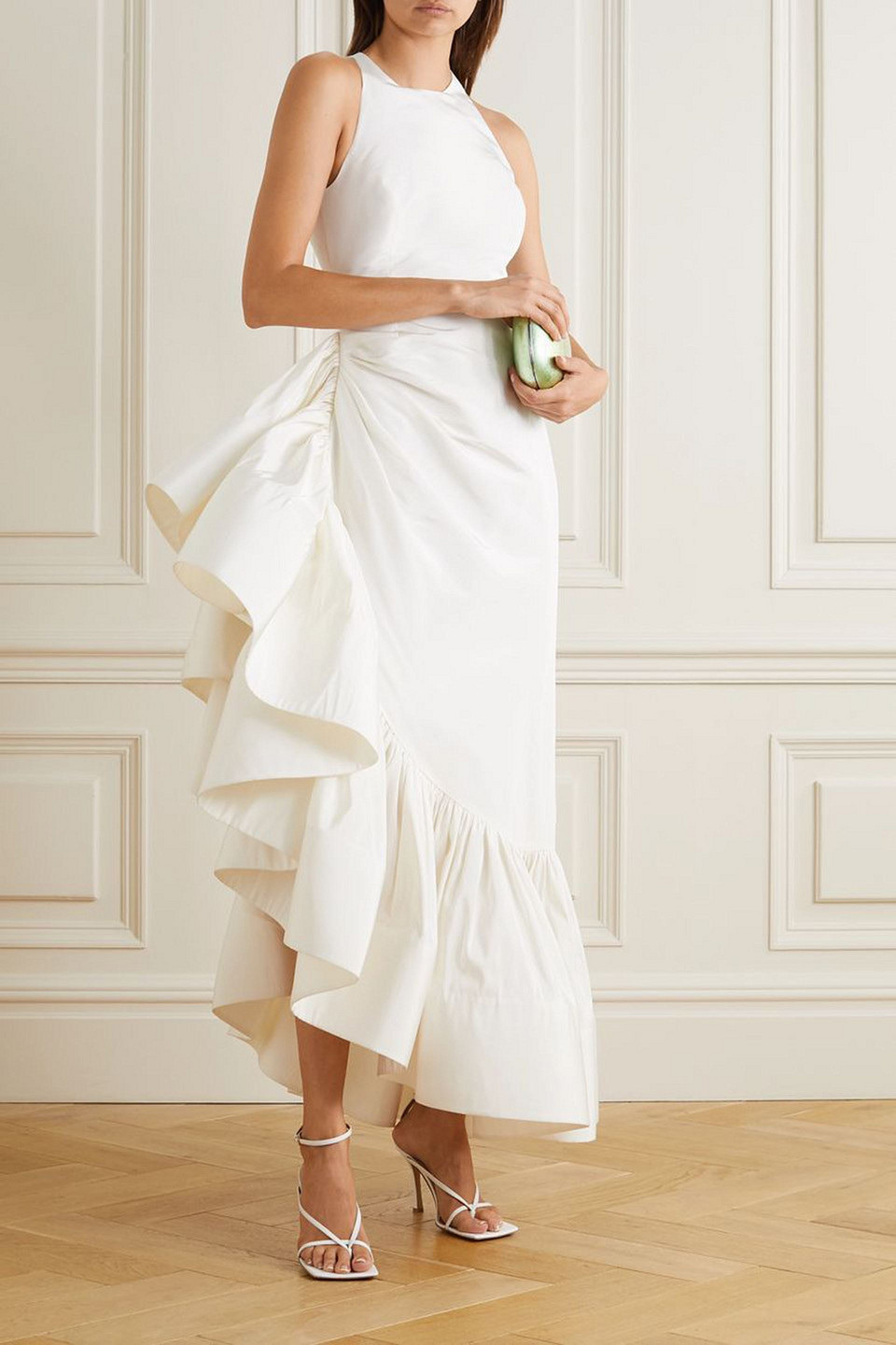  Rosie Assoulin - Whoopsy Daisy Asymmetrische Robe Aus Seiden-charmeuse Mit Rüschenbesatz - Weiß - Us 0 