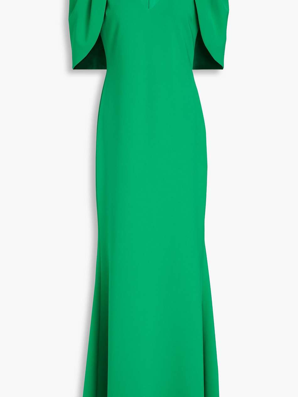 cape-effect crepe gown