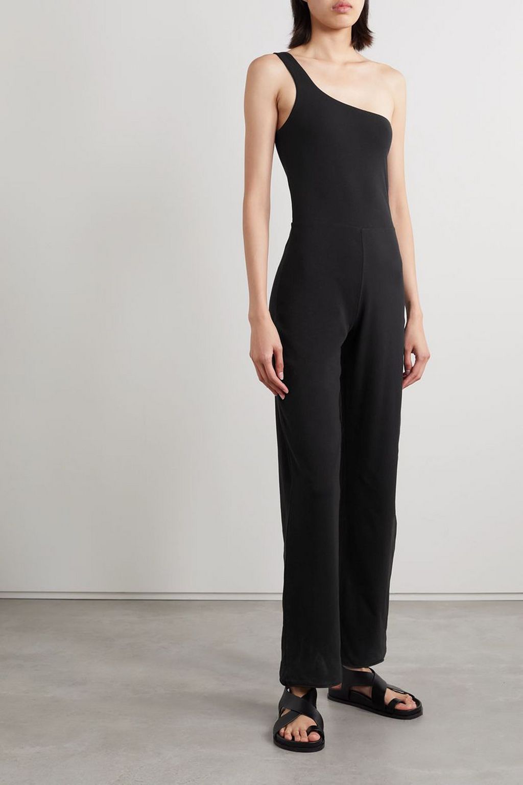 SKIN Rhiannon one-shoulder Pima cotton-blend jersey jumpsuit