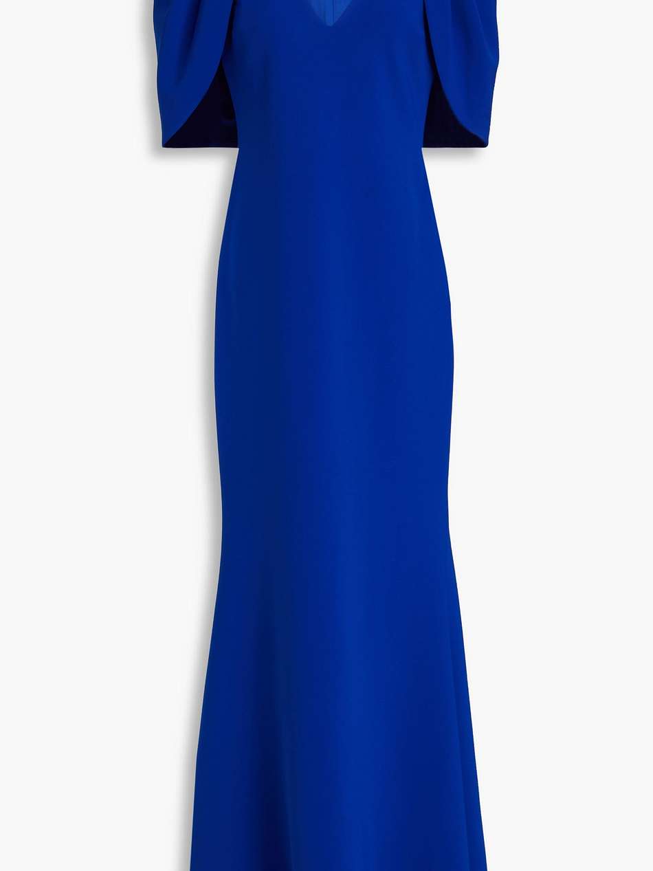 cape-effect crepe gown