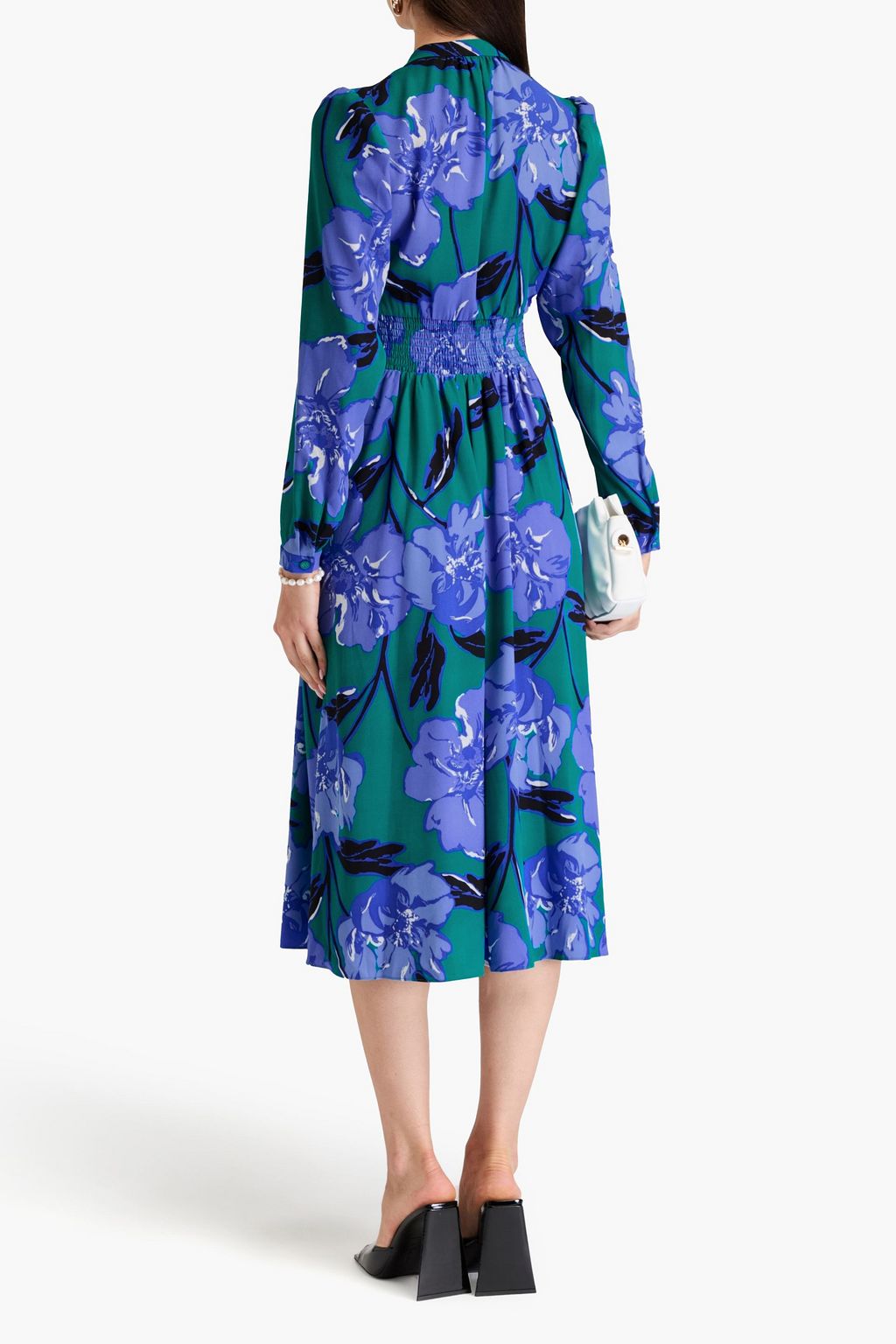 DIANE VON FURSTENBERG فستان Erica متوسط الطول من الكريب ومزين بطبعة الأزهار