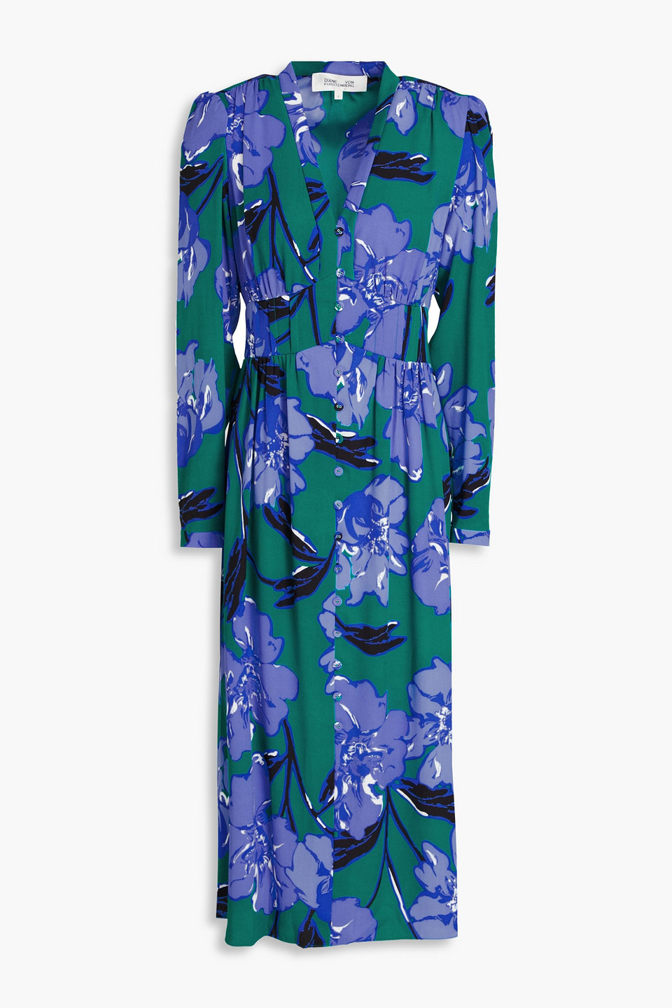 Diane Von Furstenberg Erica Floral-print Crepe Midi Dress In Jade