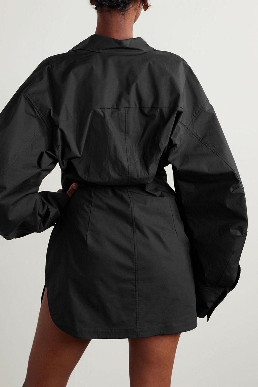 THE ATTICO Layered cotton-blend poplin mini shirt dress