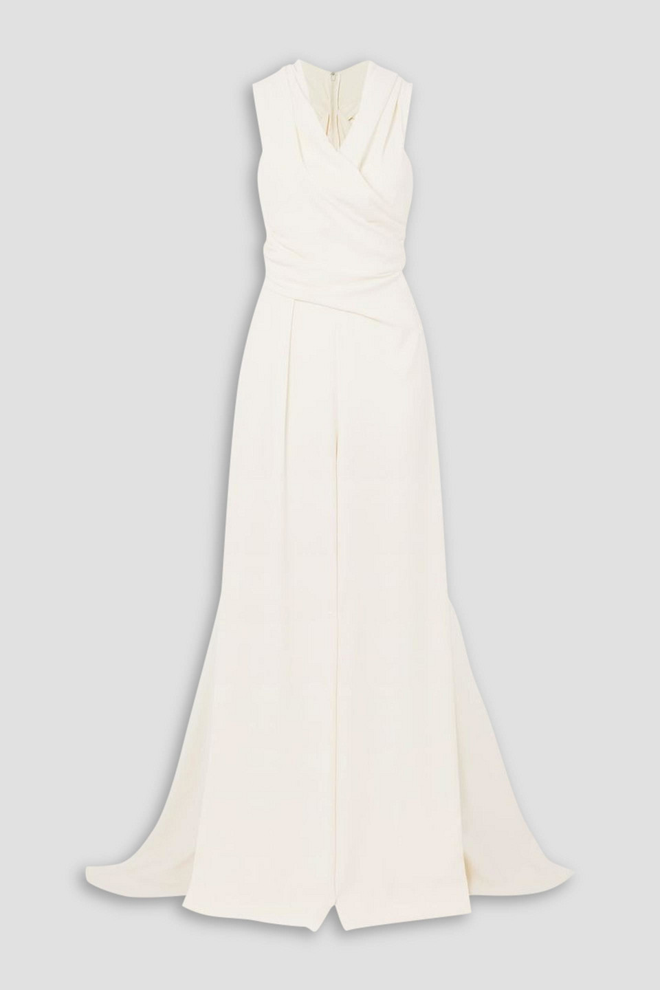 Talbot Runhof Draped Crepe Jumpsuit In Ivory