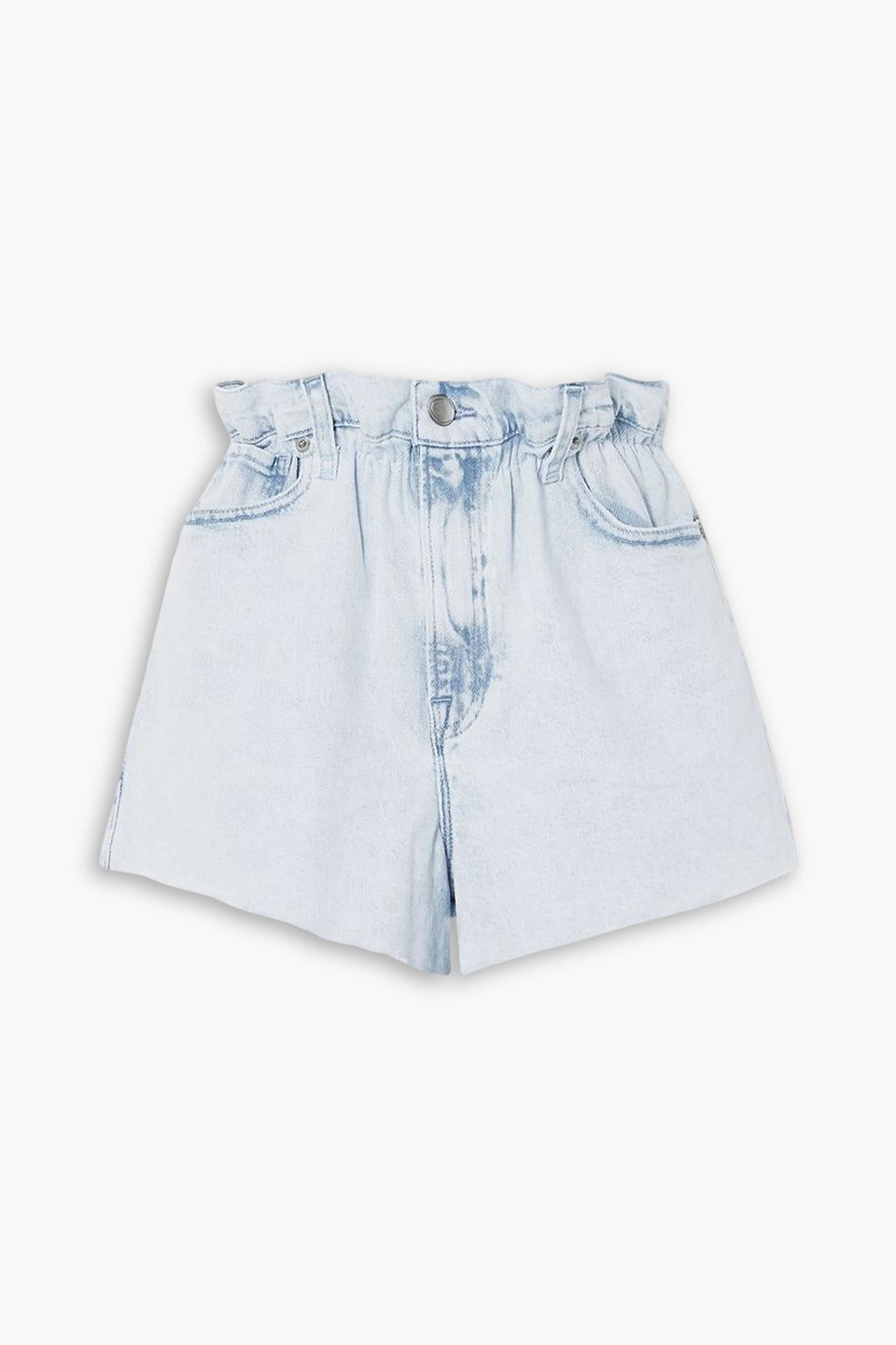 GOOD AMERICAN PAPERBAG RUFFLED FRAYED DENIM SHORTS 