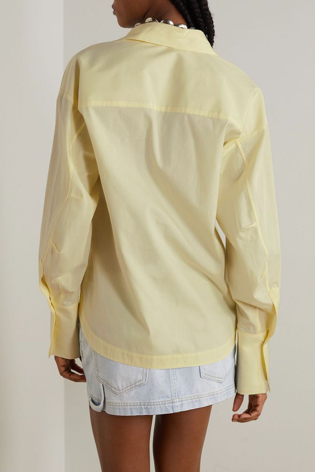 THE ATTICO Eliza embroidered cotton-poplin shirt
