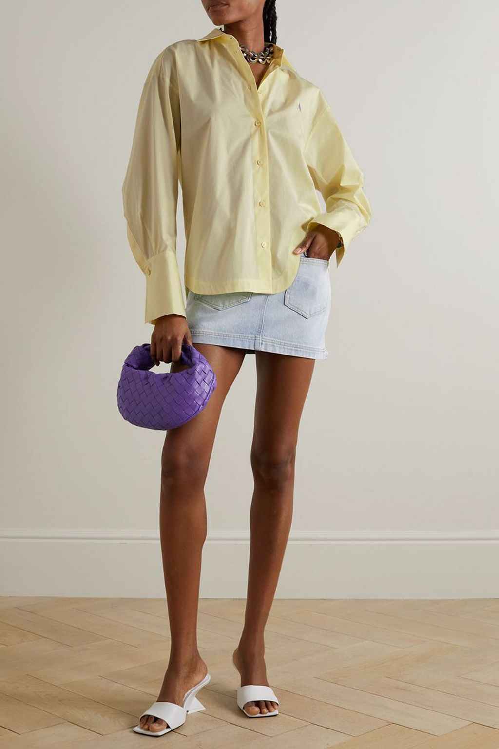 THE ATTICO Eliza embroidered cotton-poplin shirt