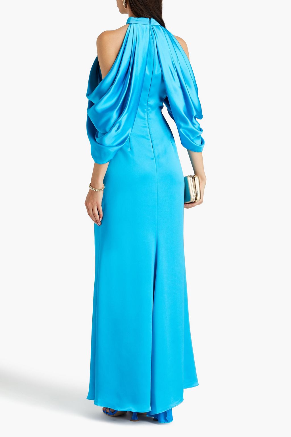 BADGLEY MISCHKA فستان سهرة من الساتان بتصميم منسدل