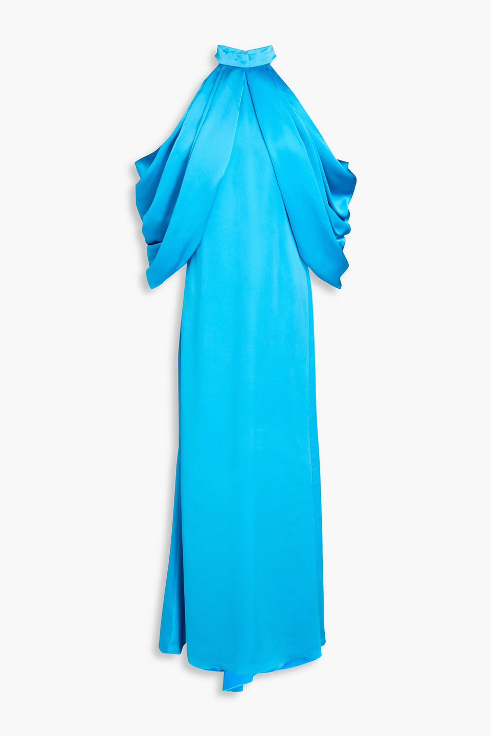 Badgley Mischka Women's Draped Shoulder Satin Gown In Turquoise