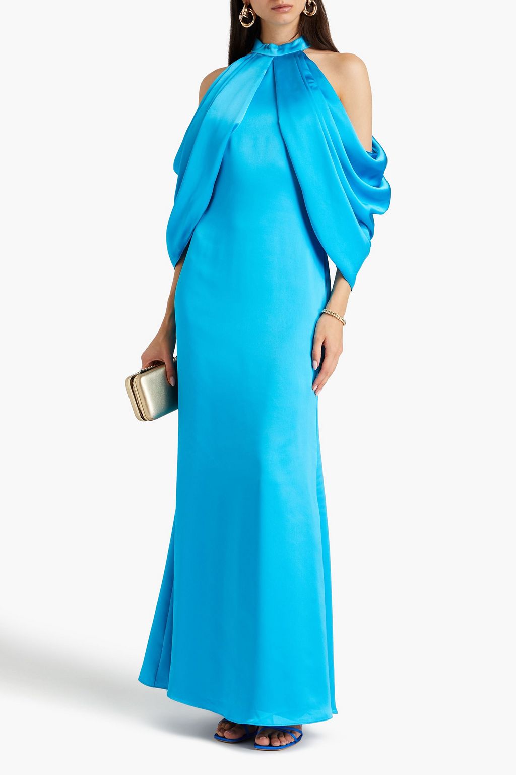 BADGLEY MISCHKA فستان سهرة من الساتان بتصميم منسدل