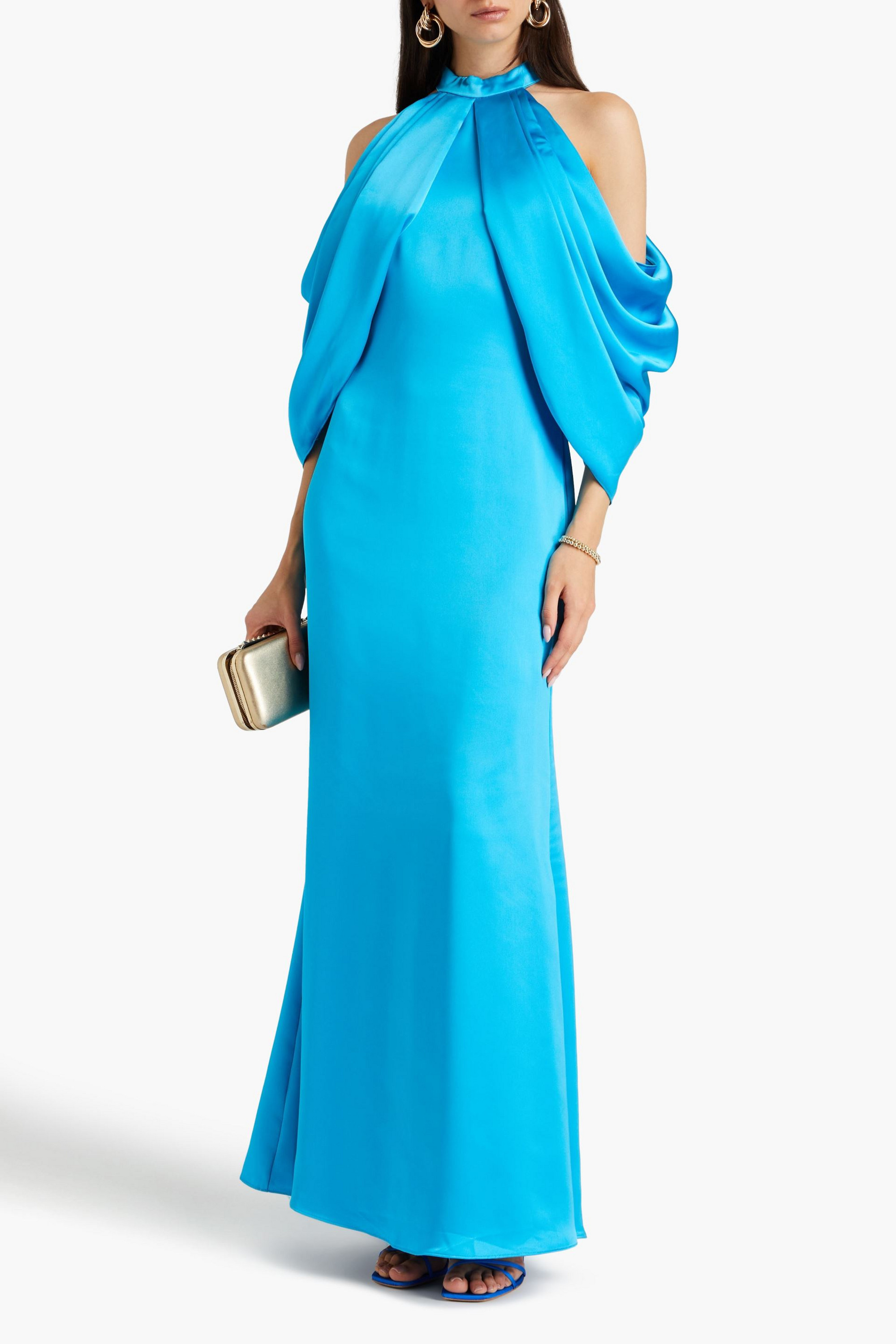 Badgley Mischka Draped satin gown