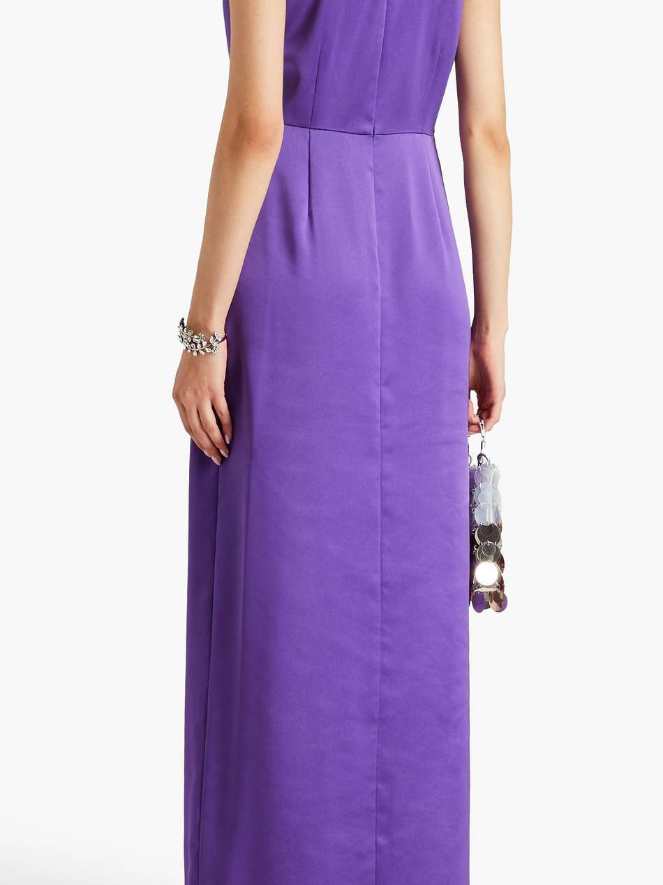draped satin gown