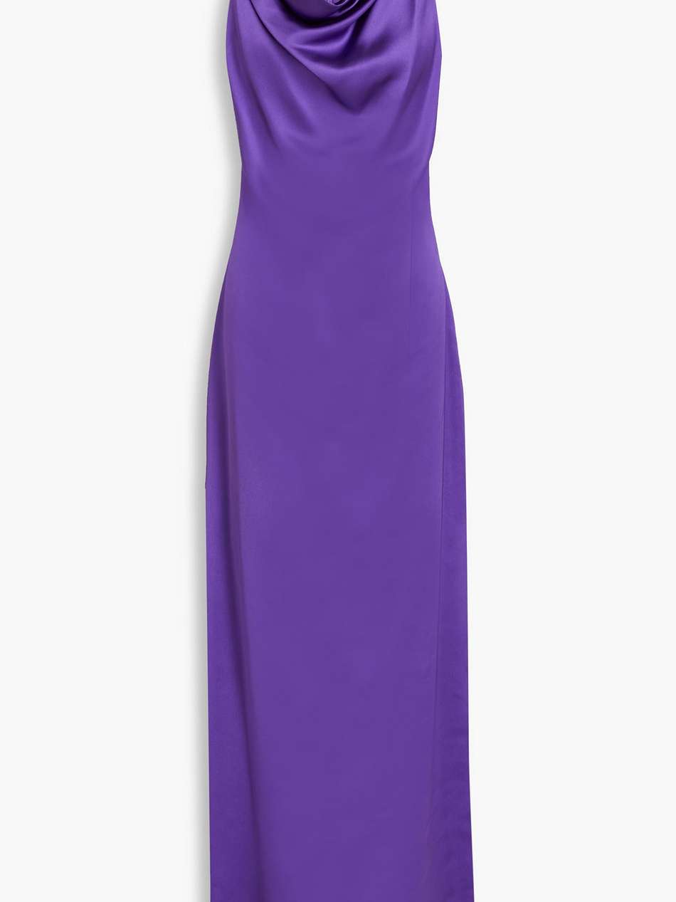 draped satin gown