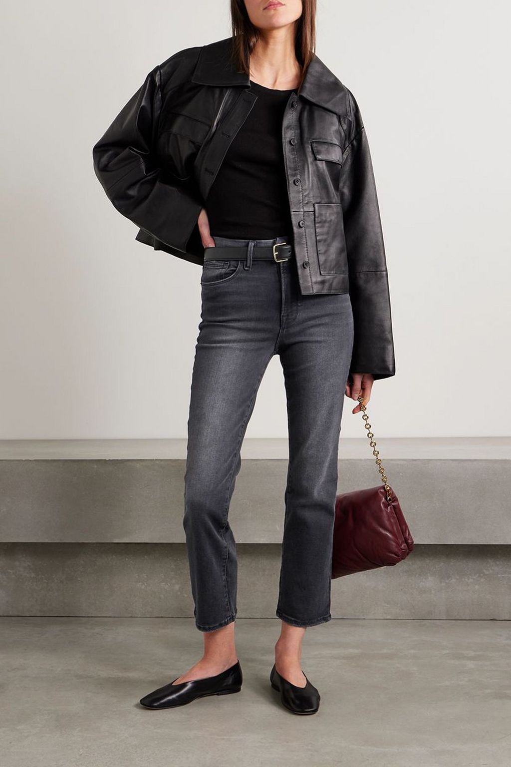 GOOD AMERICAN جينز Always Fits Good Legs بخصر عالٍ وأرجل قصيرة مستقيمة