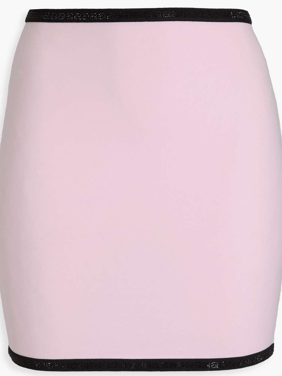 two-tone crystal-embellished stretch-jersey mini skirt