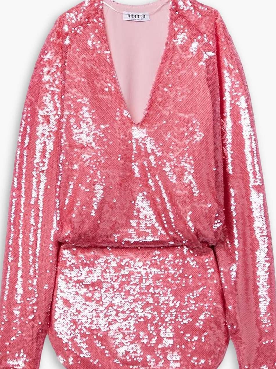 gael draped sequined crepe mini dress