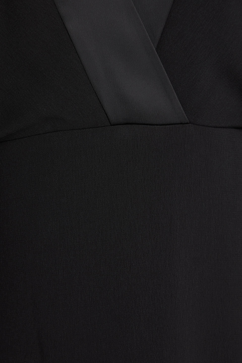 Badgley Mischka Draped Satin-trimmed Crepe Gown In Black