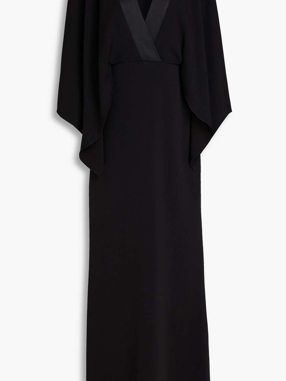 draped satin-trimmed crepe gown