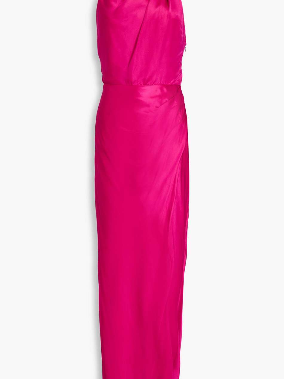 draped satin halterneck maxi dress