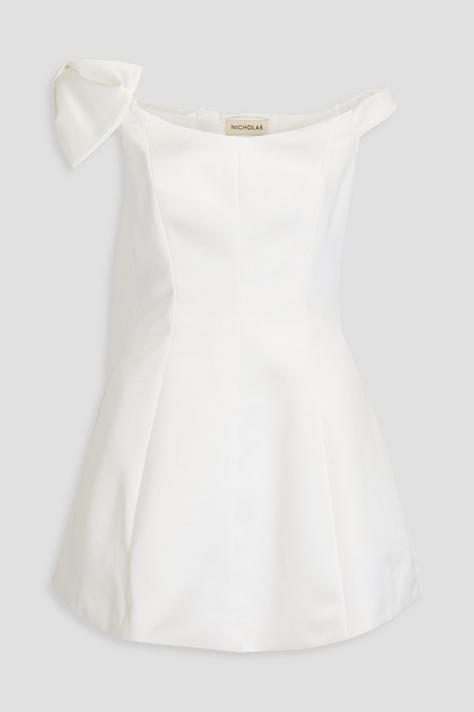 Bow-detailed satin mini dress