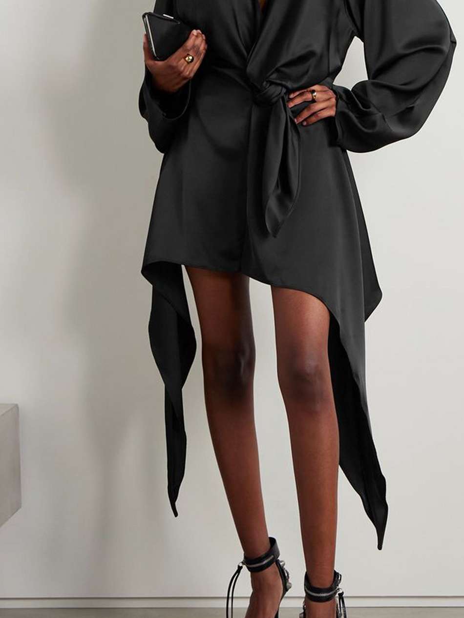 louie draped cutout satin mini dress