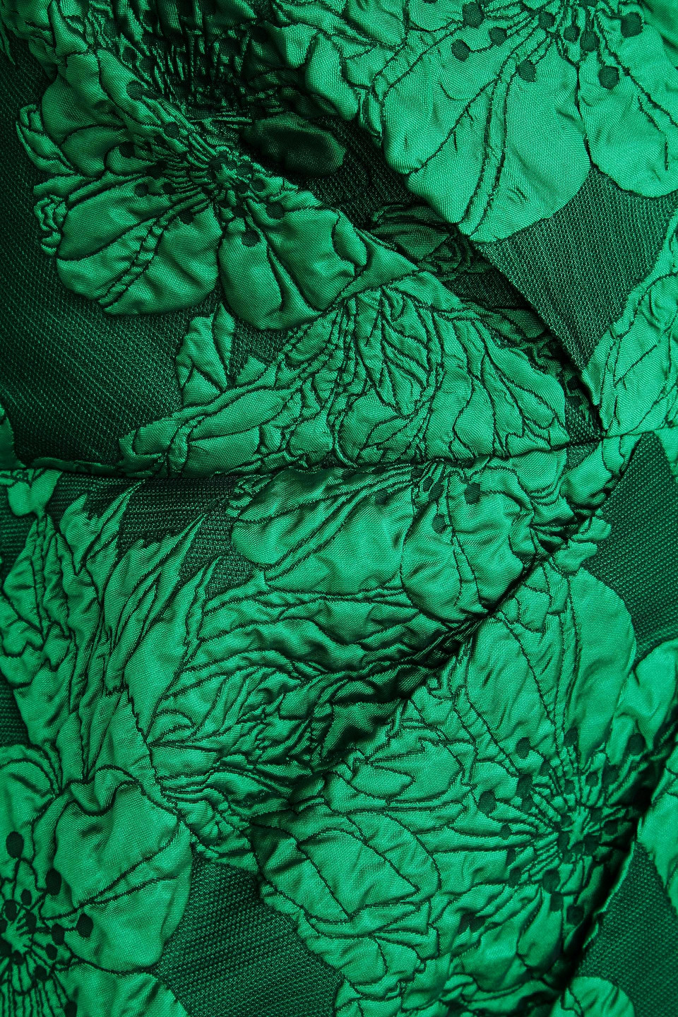Marchesa Notte Calathea Strapless High-low Bubble Midi Dress In Emerald