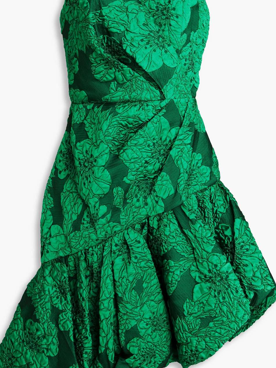 strapless draped cloqué mini dress