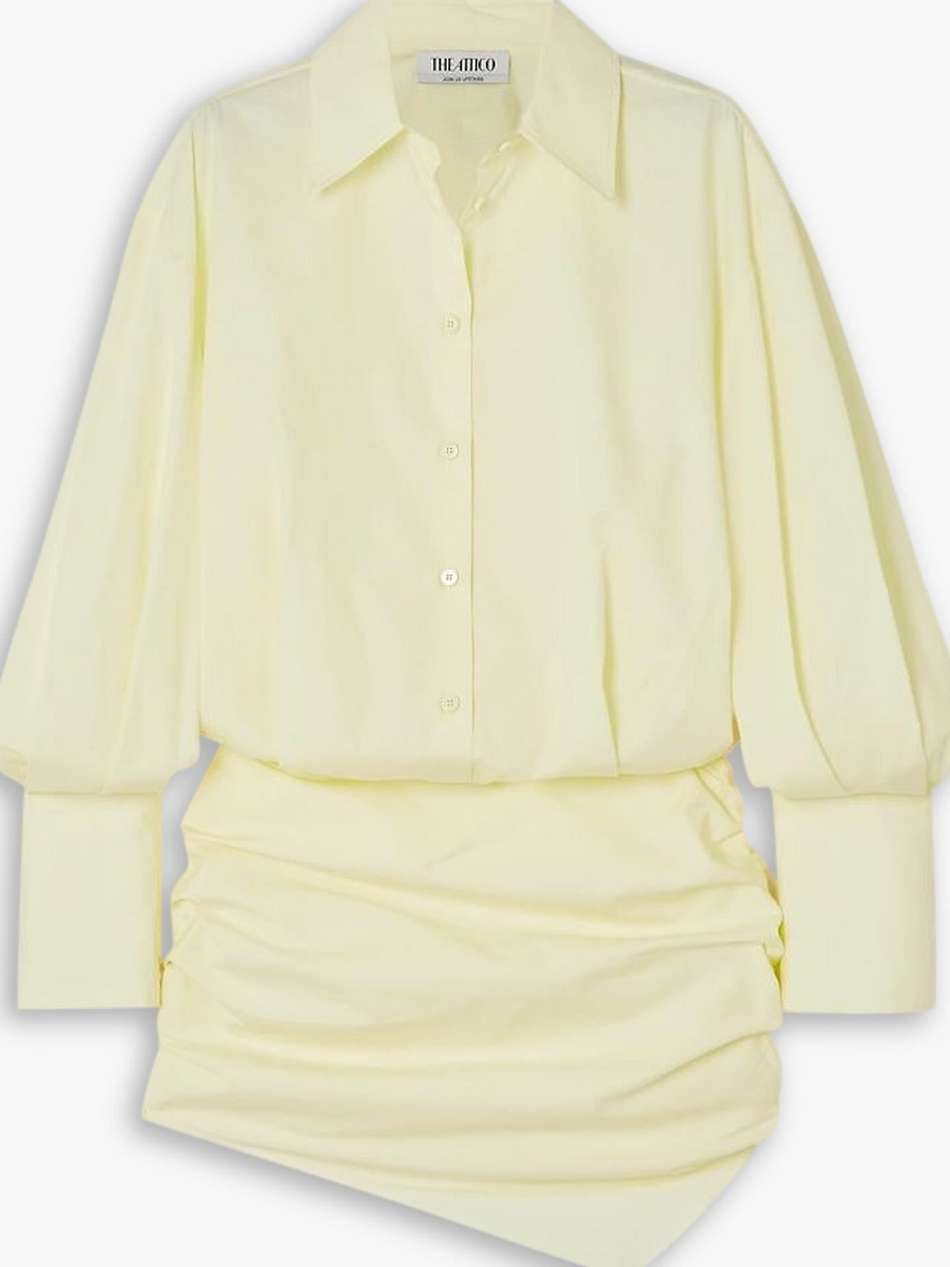 hatty asymmetric cotton-poplin mini shirt dress