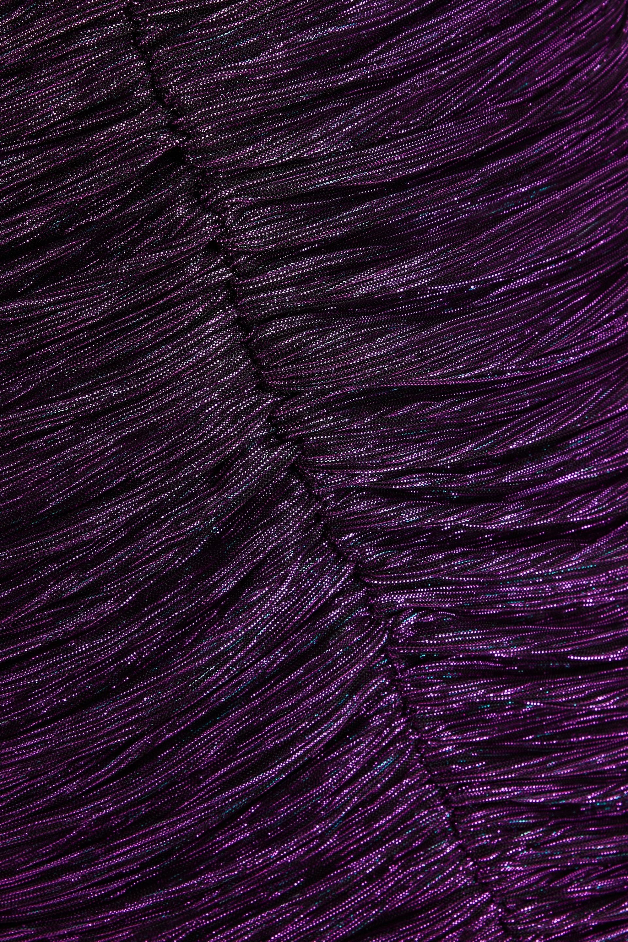 Rebecca Vallance Leonie ruched metallic ribbed-knit mini dress