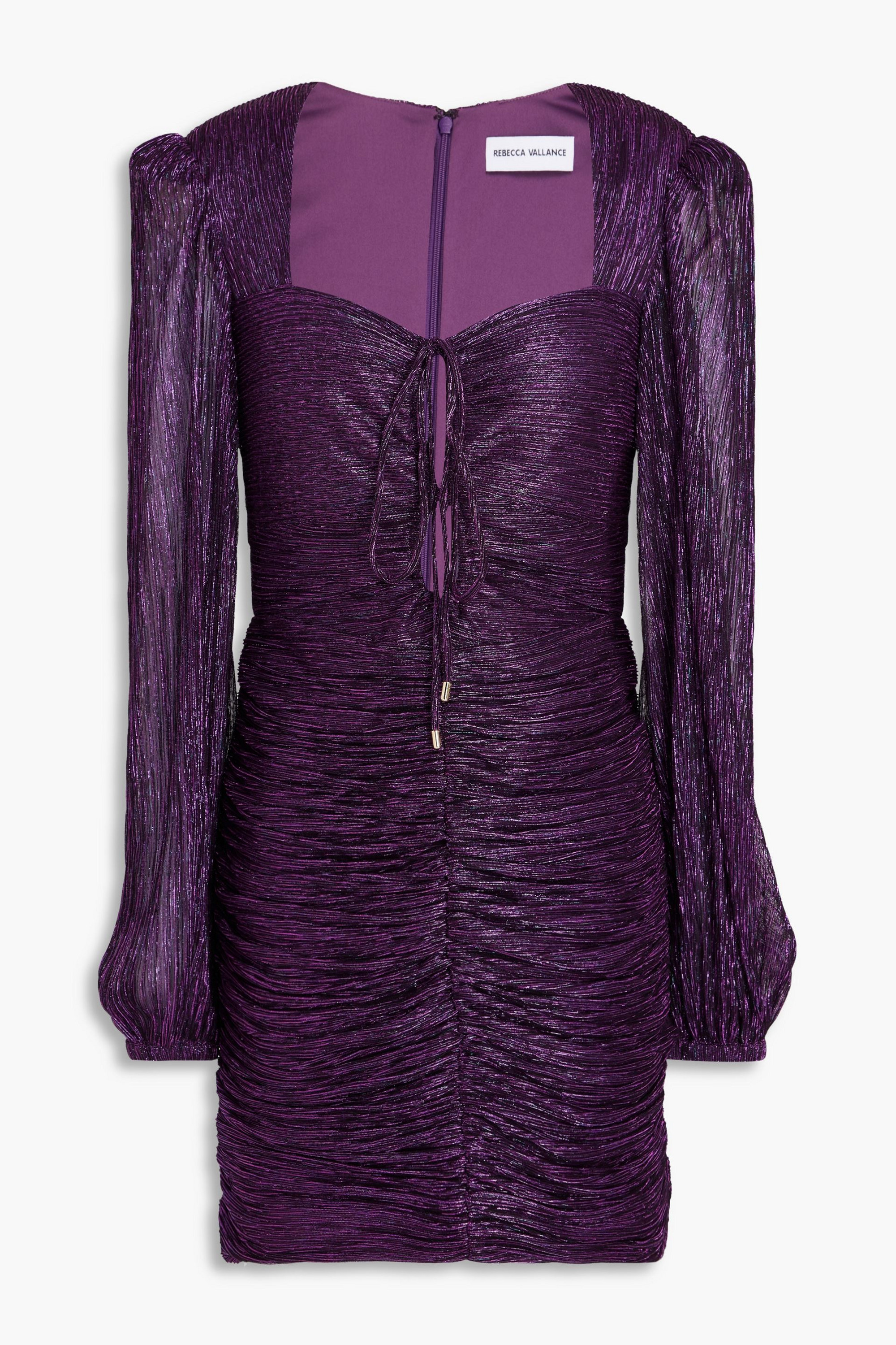 Rebecca Vallance Leonie ruched metallic ribbed-knit mini dress