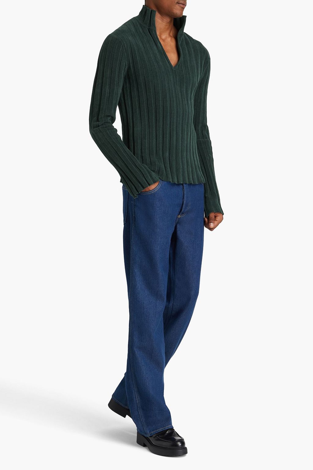 ACNE STUDIOS كنزة رياضية من قماش الشنيل المصنوع من مزيج القطن المضلّع