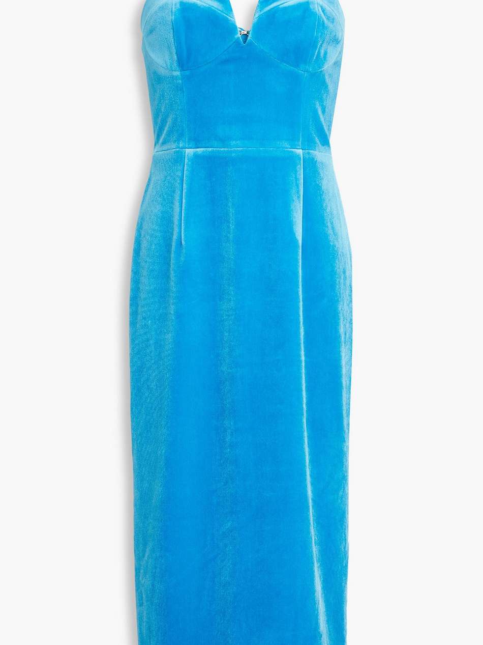 bernadette stretch-velvet midi dress