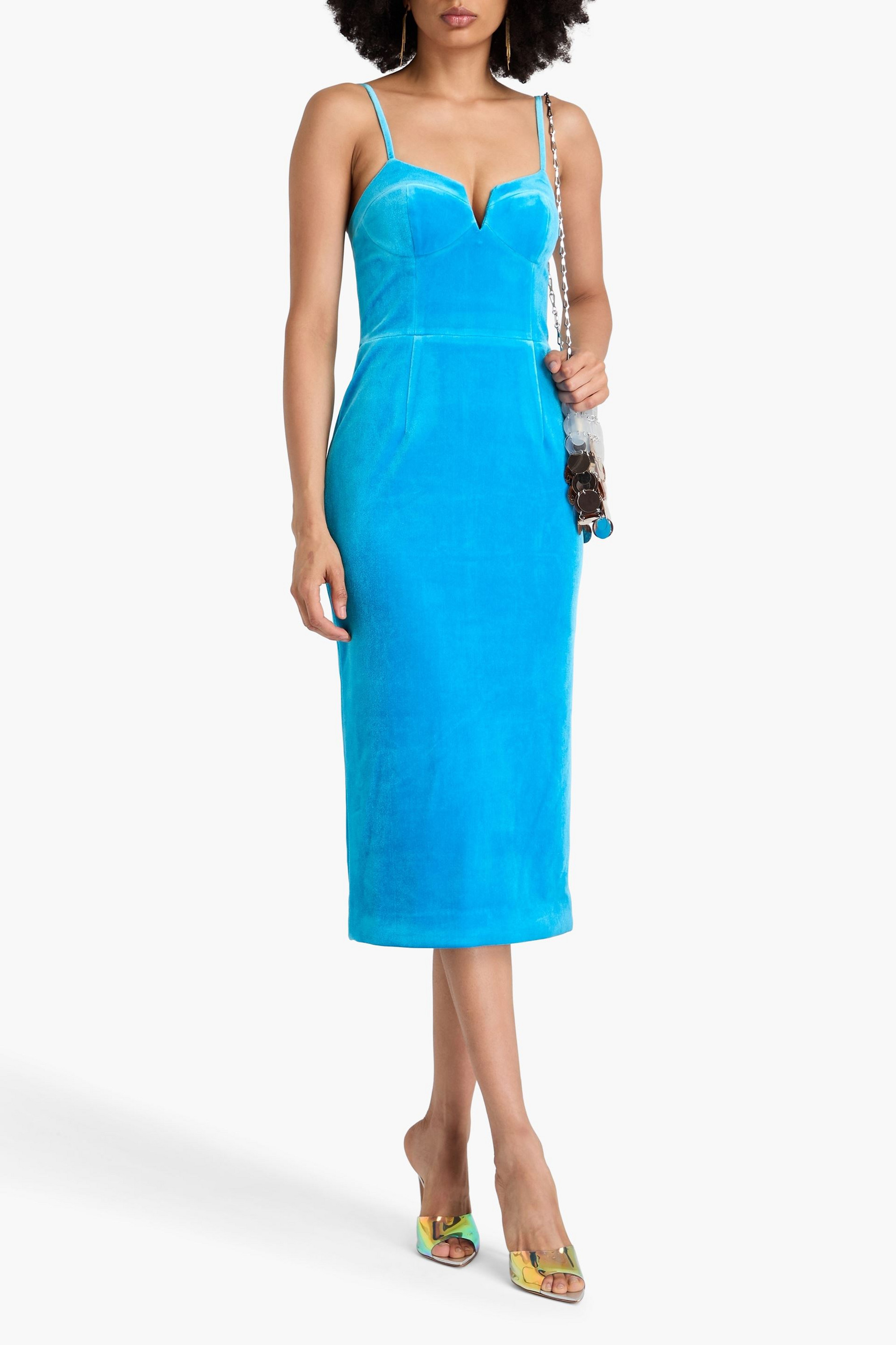 Rebecca Vallance Bernadette stretch-velvet midi dress