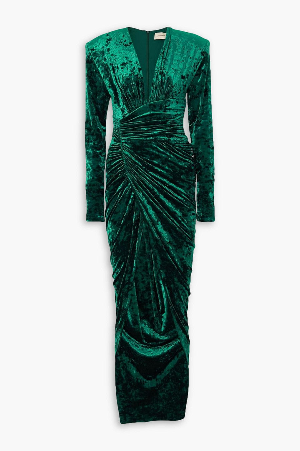 Alexandre Vauthier Ruched Stretch-velvet Maxi Dress In Emerald