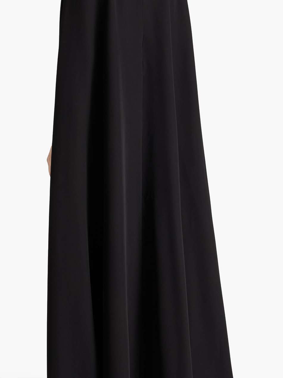 cape-effect embellished crepe gown