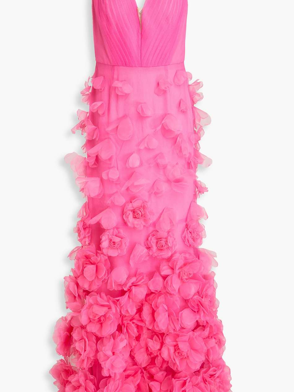 appliquéd pintucked organza gown