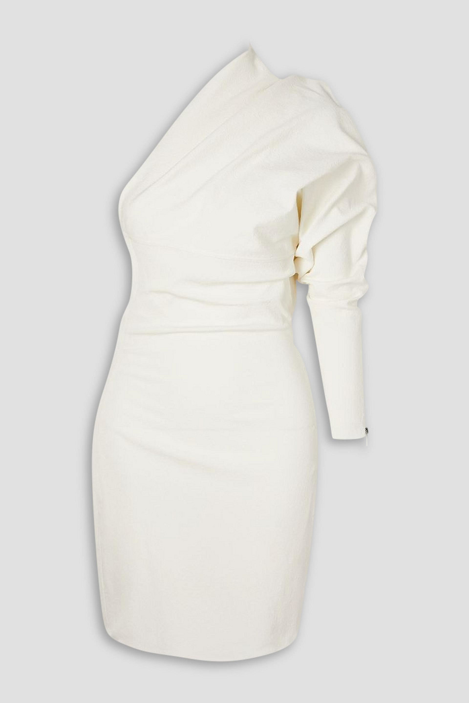 Rick Owens Diana One-sleeve Draped Crepe Mini Dress In White