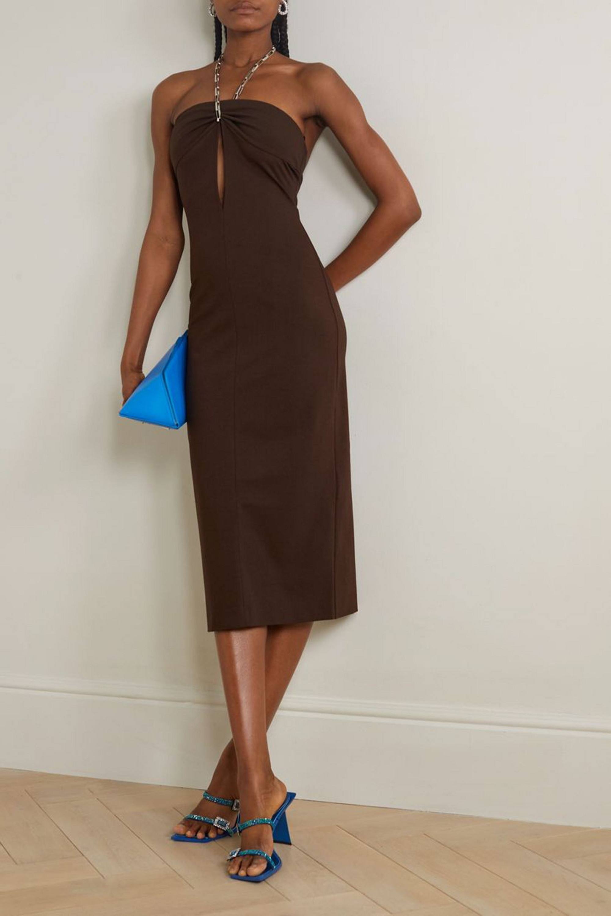 THE ATTICO Giona cutout stretch-jersey halterneck midi dress