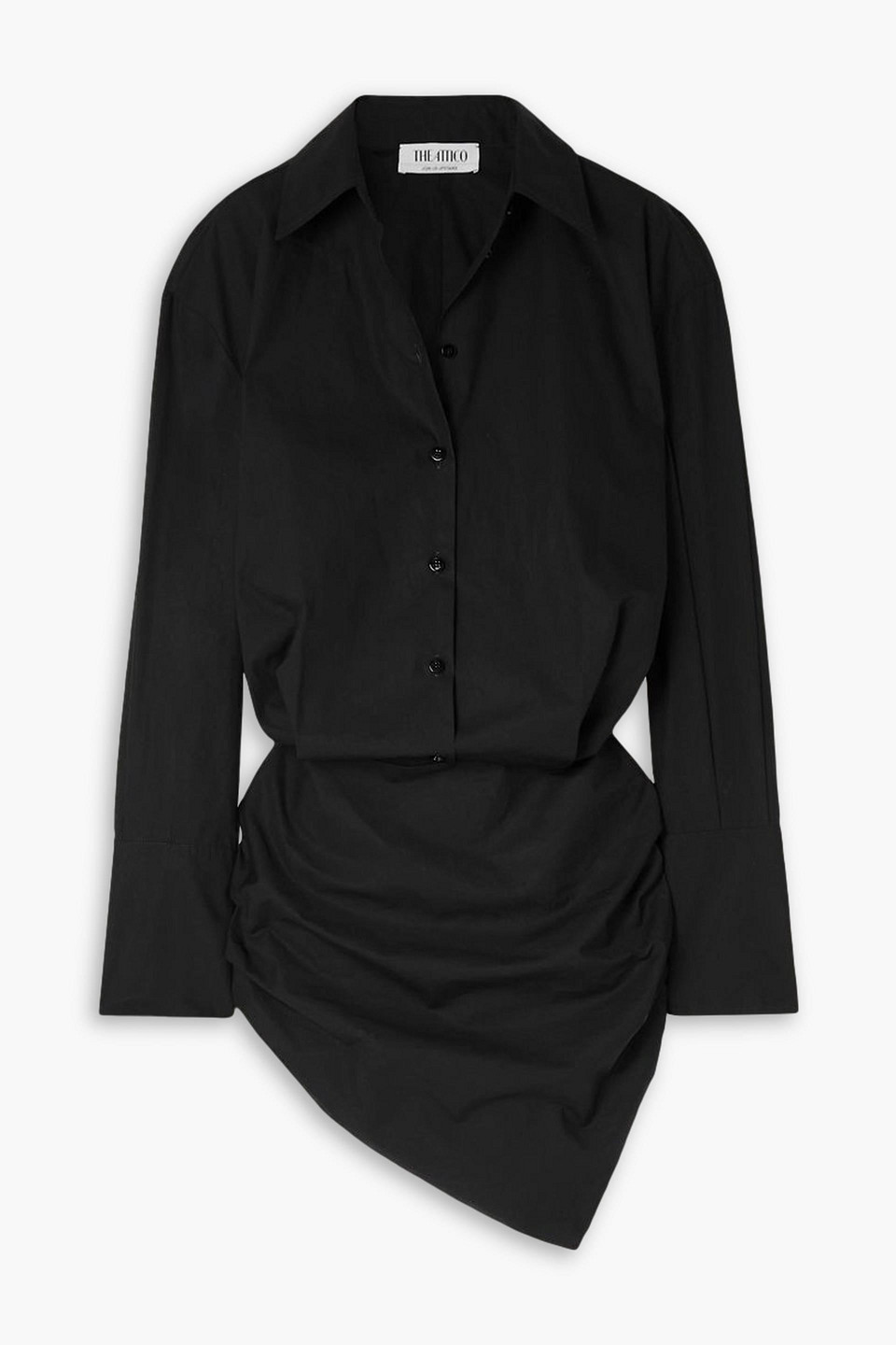 Attico Hatty Chemisier Dress With Asymmetric Hem In Black