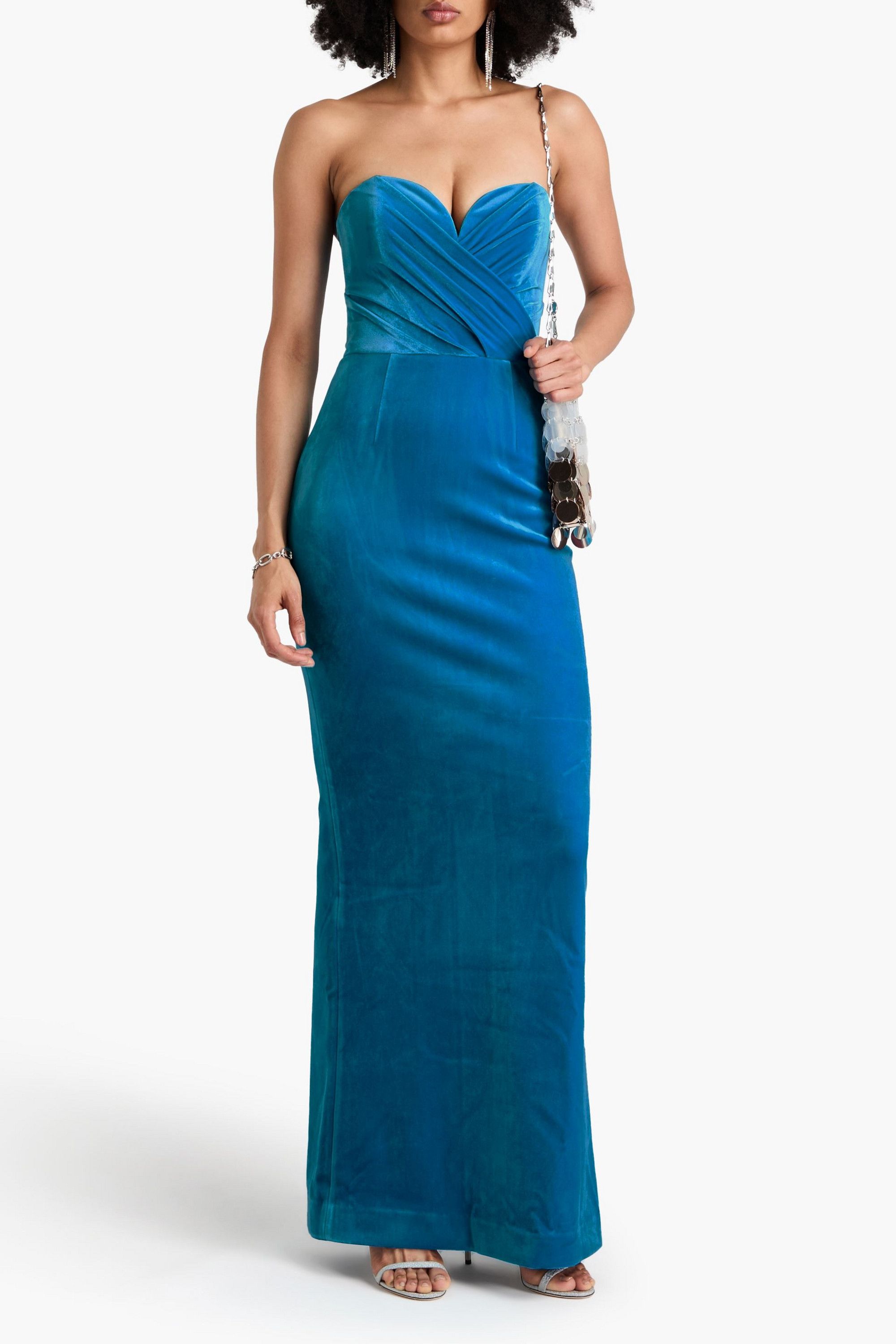Rebecca Vallance Bernadette strapless stretch-velvet gown