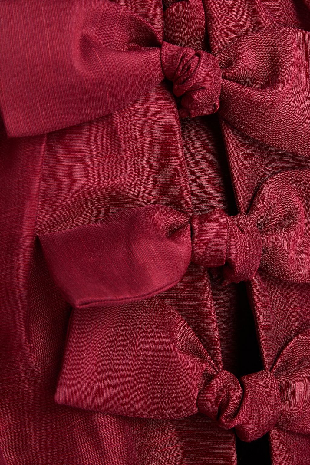 REBECCA VALLANCE Bow-detailed cutout linen and silk-blend faille midi dress